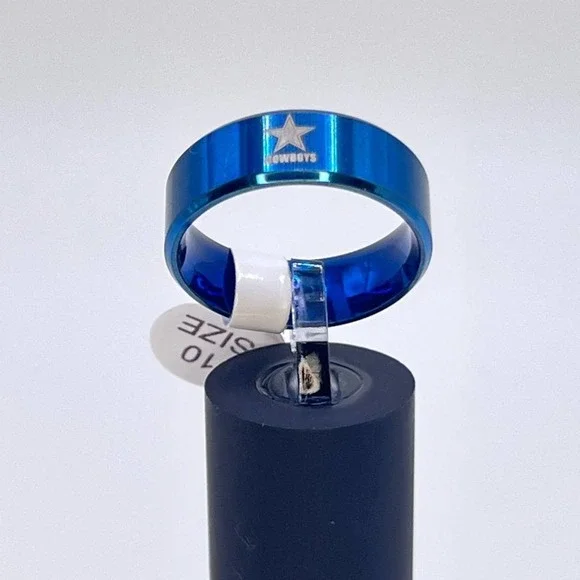 Dallas Cowboys Stainless Steel Blue Ring - Picture 2 of 7